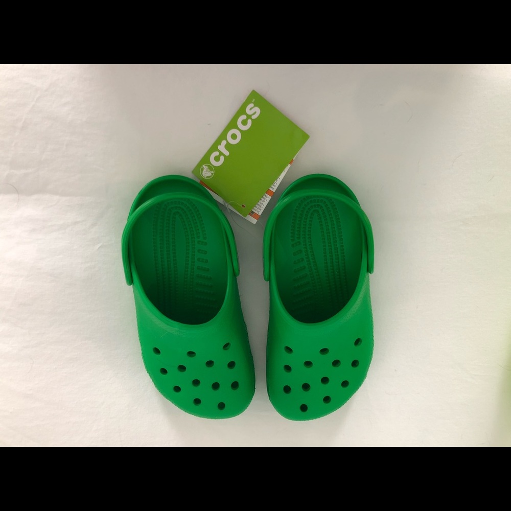 NWT green Crocs kids